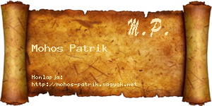 Mohos Patrik névjegykártya